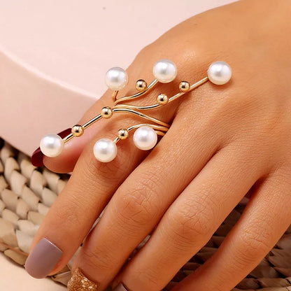 Grandes bagues en perles pour femmes, 1 pièce, élégantes, exagérées, Double couche, accessoires de mode, bijoux de fête tendance 